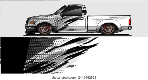 Marca de diseño de etiqueta de coche. Kit de fondo de carreras de rayas Abstractas para vehículos - Vector Graphics