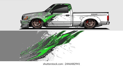 Branding Car Decal Wrap Design. Abstract Striped Racing Background Kit for Vehicles - Vector Graphics