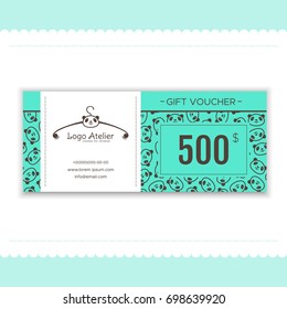 Branding for the children's clothing store. Logo, gift voucher. Vector illustration in cartoon style