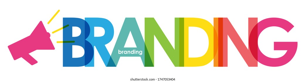 BRANDING colorful gradient vector typography banner with bullhorn icon