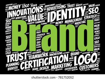 Branding concept design made of keywords and tag cloud. Brand vector illustration