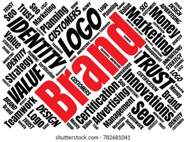 Branding concept design made of keywords and tag cloud. Brand vector illustration