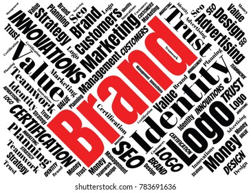 Branding concept design made of keywords and tag cloud. Brand vector illustration
