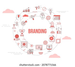 branding concept with icon set template banner and circle round shape