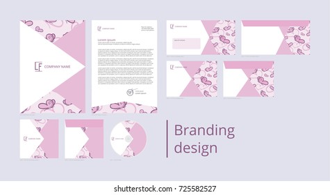 Branding and corporate identity design with pattern pink butterfly