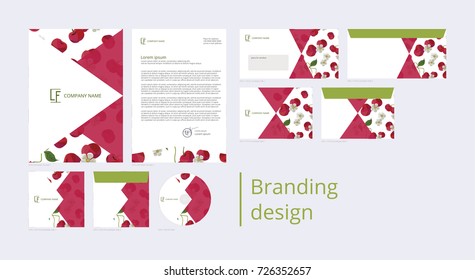 Branding and corporate identity design with pattern cherry