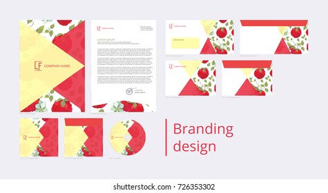 Branding and corporate identity design with pattern raspberries