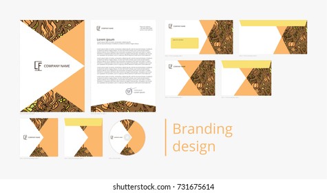 Branding and corporate identity design with pattern pumpkins and leaves