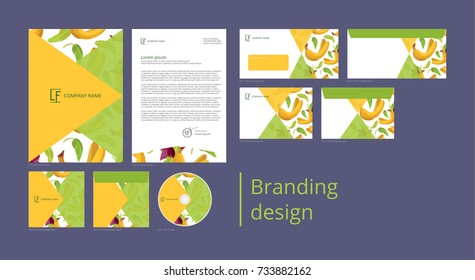 Branding and corporate identity design with pattern bananas and flower