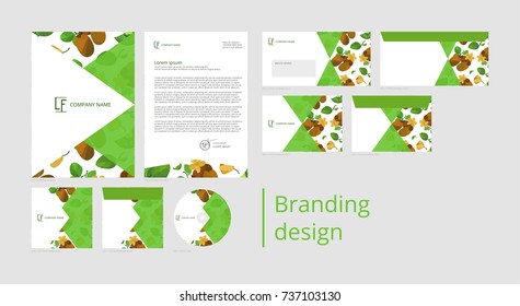 Branding and corporate identity design with pattern kiwi and flower