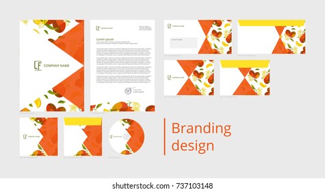 Branding and corporate identity design with pattern mango and flower