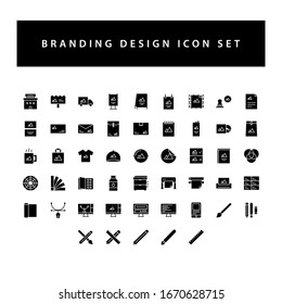 Branding and Design icon set with black color glyph style design.