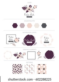 Branding Design  Kit. Logo Creator. Can Be Used For Your Products, Blog, Banner, Personal Cards, Sticker, Graphic Projects, Etc.