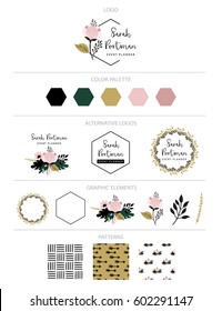 Branding design  kit. Logo creator. Can be used for your products, blog, banner, personal cards, sticker, graphic projects, etc.