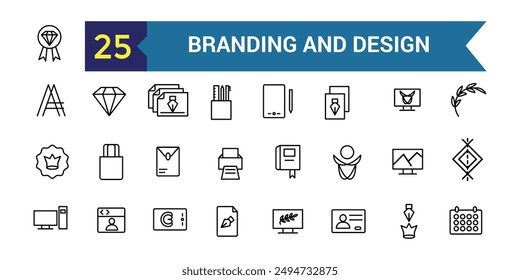Branding and design line icon set. Outline icon collection. Editable vector stroke.