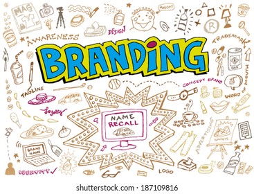 Branding Doodle Hand Sketches. Vector Illustration. Editable Clip Art.