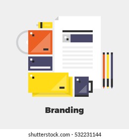 Branding Flat Icon. Material Design Illustration Concept. Modern Colorful Web Design Graphics. Premium Quality. Pixel Perfect. Bold Line Color Art. Unusual Artwork Isolated on White. 