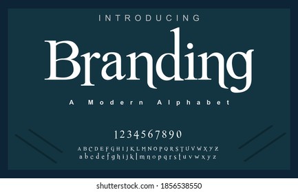 Branding font. Elegant alphabet letters font and number. Lettering Minimal Fashion Designs. Typography fonts regular uppercase and lowercase. vector illustration