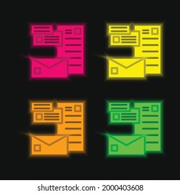 Branding four color glowing neon vector icon