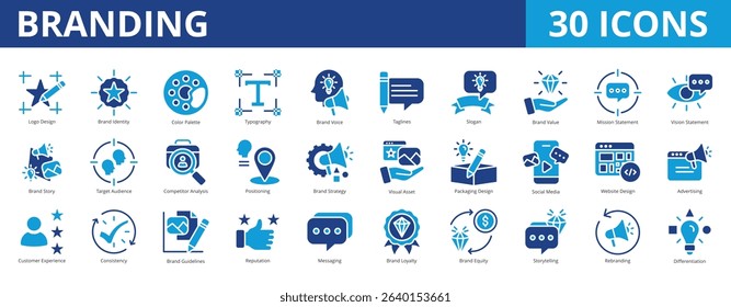 Branding icon pack dual tone collection set for business and corporate