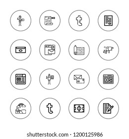 Branding icon set. collection of 16 outline branding icons with branding, field, fields, graphic designer, letter, tumblr icons.