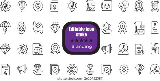 Branding icon set editable Stroke. 