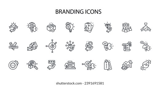 Branding icon set.vector.Editable stroke.linear style sign for use web design,logo.Symbol illustration.