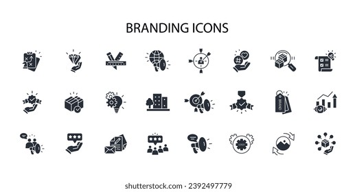 Branding icon set.vector.Editable stroke.linear style sign for use web design,logo.Symbol illustration.