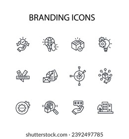 Branding icon set.vector.Editable stroke.linear style sign for use web design,logo.Symbol illustration.