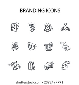 Branding icon set.vector.Editable stroke.linear style sign for use web design,logo.Symbol illustration.