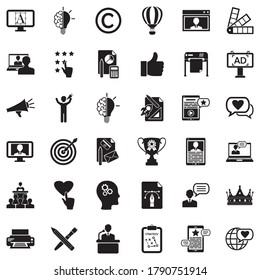 Branding Icons. Black Flat Design. Vector Illustration.