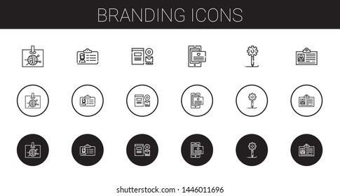 branding icons set. Collection of branding with id card, letter, creative process. Editable and scalable branding icons.