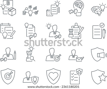 Branding Icons Set. Identity, Positioning, Logo, Guidelines. Editable Stroke. Simple Icons Vector Collection