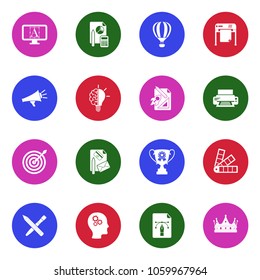 Branding Icons. White Flat Design In Circle. Vector Illustration. 