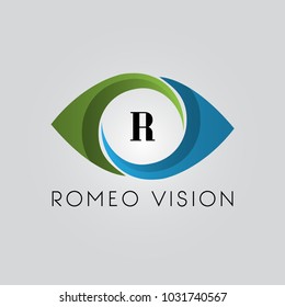 Branding Identity Corporate Eye vector logo design with letter R initial