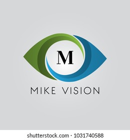 Branding Identity Corporate Eye vector logo design with letter M initial
