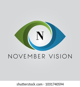 Branding Identity Corporate Eye vector logo design with letter N initial