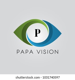 Branding Identity Corporate Eye vector logo design with letter P initial