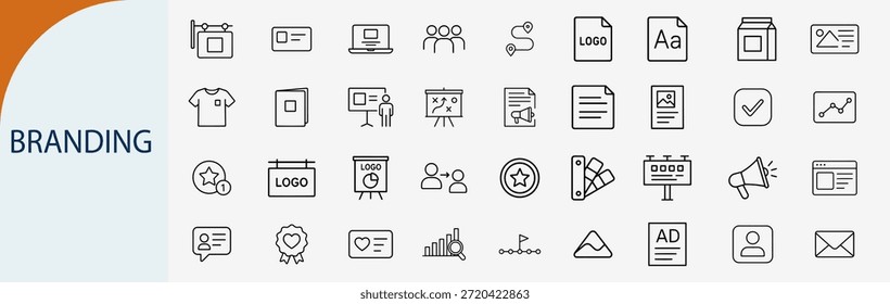 branding identity design icon set for corporate business minimal line ar