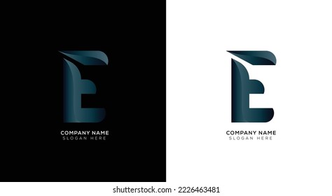 Branding identity letter E logo design with black and white background