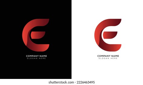 Branding identity letter E logo design with black and white background