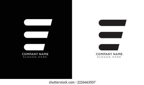 Branding identity letter E logo design with black and white background