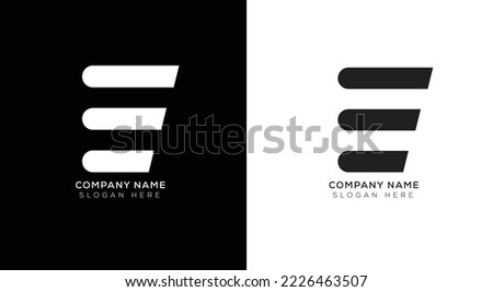 Branding identity letter E logo design with black and white background