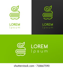 Branding identity lootype. Interesting combination of apple and book. Vector image.