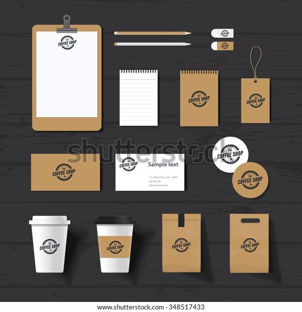 Download Branding Identity Mock Template Coffee Shop Stock Vector Royalty Free 348517433