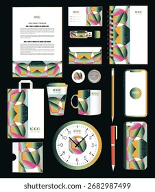Identidade de marca define decoração geométrica colorida moderna abstrata