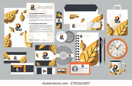 Branding identity sets autumn leaf decor