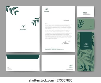 Plantilla de identidad de marca diseño corporativo de empresa, Set para hotel de negocios, resort, spa, logotipo de lujo premium, ilustración vectorial