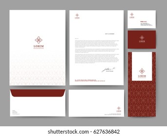 Branding identity template corporate company design, Set for business hotel, resort, spa, luxury premium logo, vector illustration