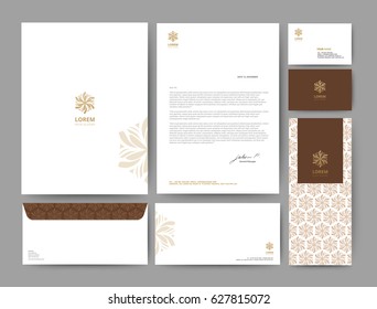 Diseño corporativo de la plantilla de identidad de marca, Set for business hotel, resort, spa, logo de lujo premium, ilustración vectorial